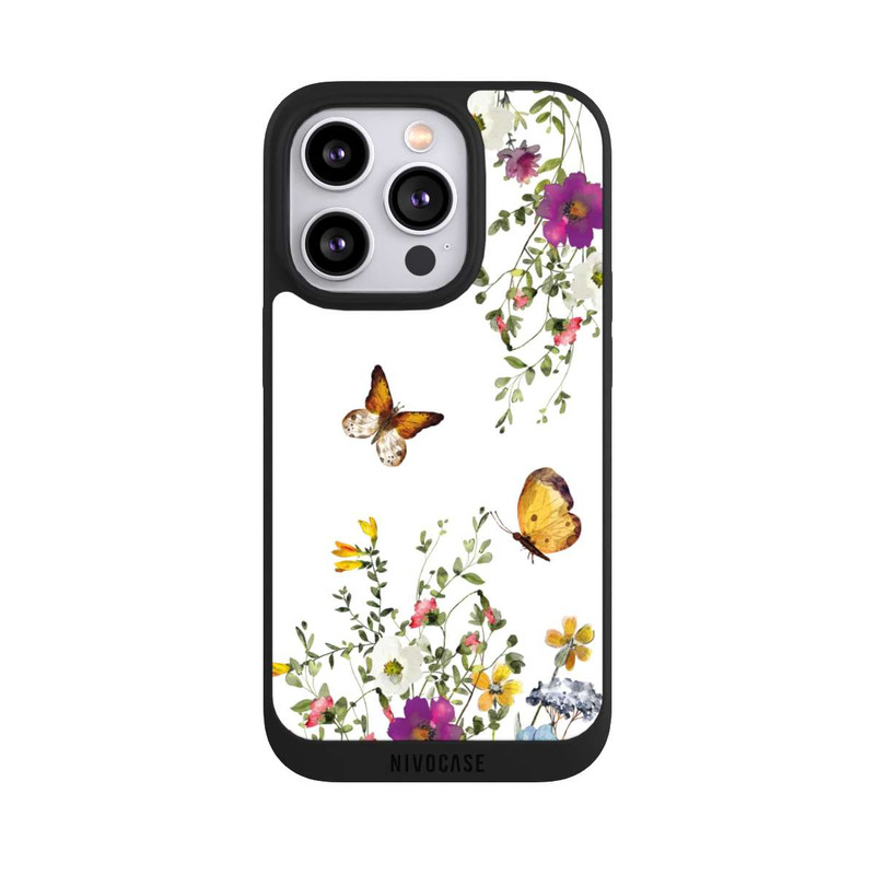 iPhone 14 Pro NIVOpure Schmetterlinge und bunte Blumen