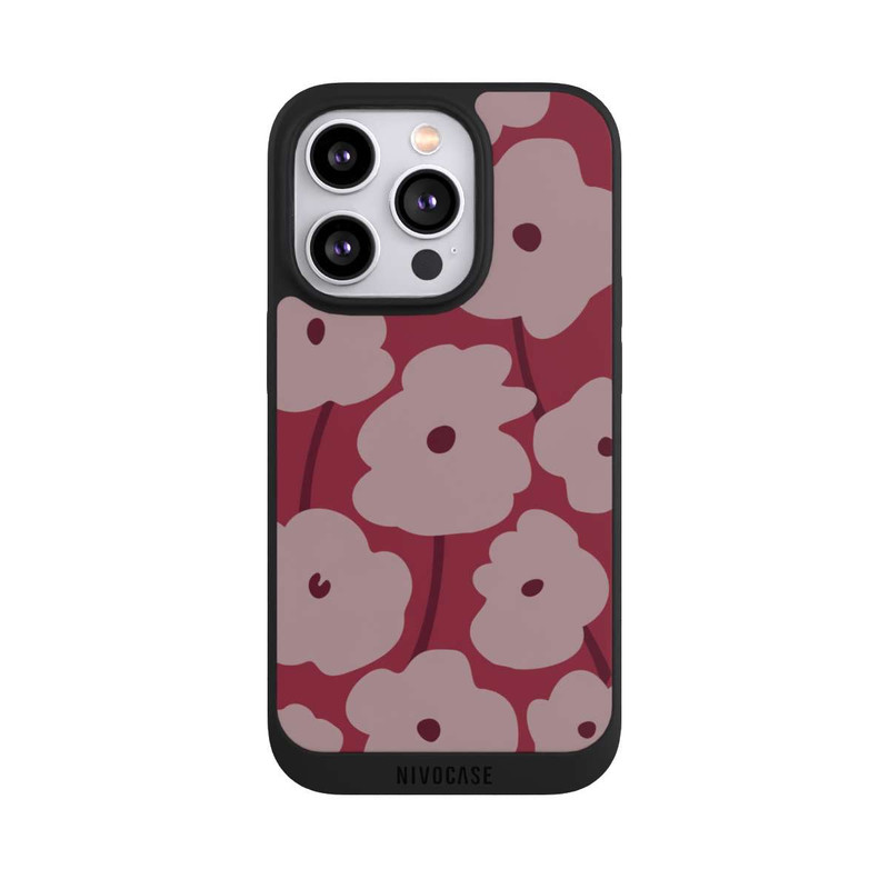 iPhone 14 Pro NIVOpure Minimalistische Blumen Bordeaux