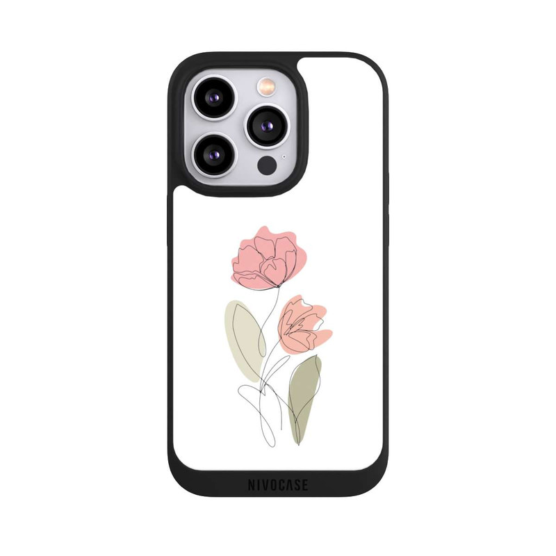 iPhone 14 Pro NIVOpure Dessin Au Trait Fleur Rouge