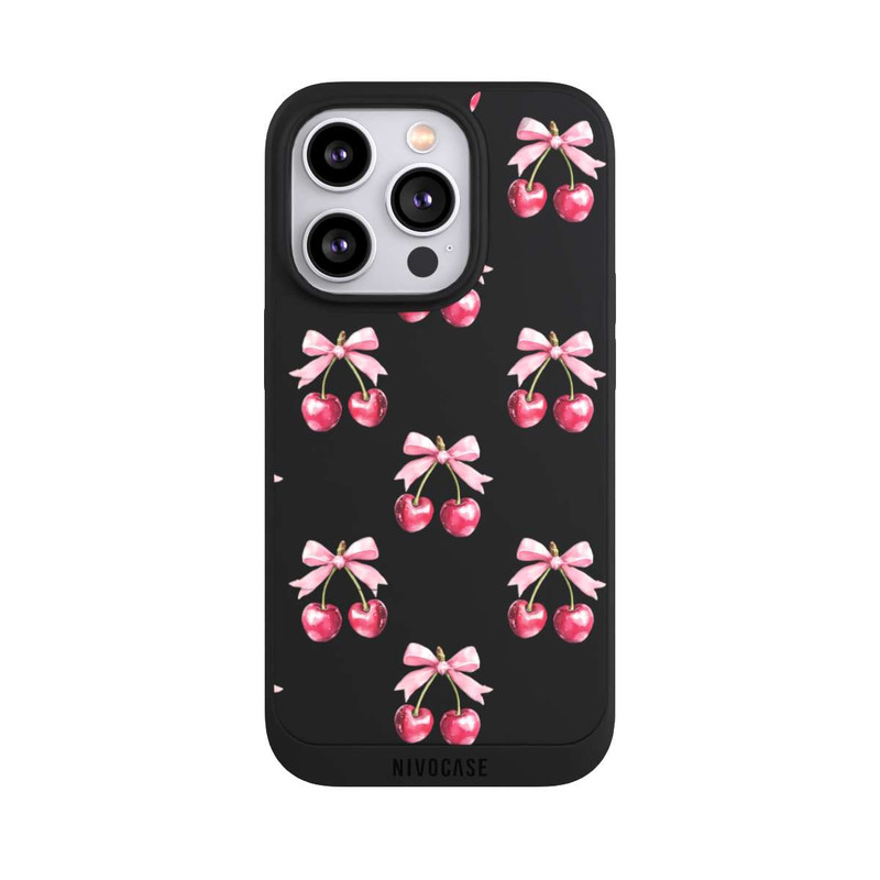iPhone 14 Pro NIVOpure Cherry Bow Pattern Transparent with AI