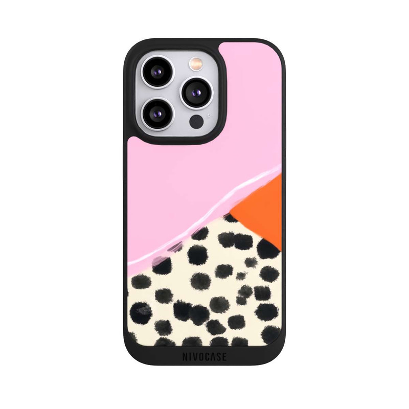 iPhone 14 Pro NIVOpure Rosa und Orange Gepunkteter Hintergrund
