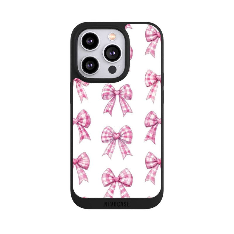 iPhone 14 Pro NIVOpure Pink Gingham Hearts and Bows