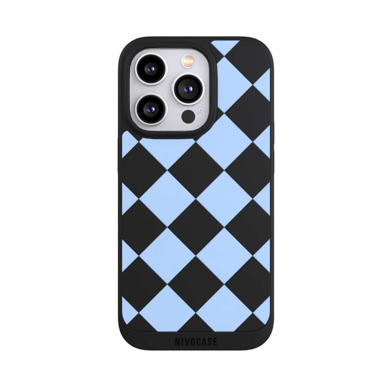iPhone 14 Pro NIVOpure Checked Pattern Light Blue without Background