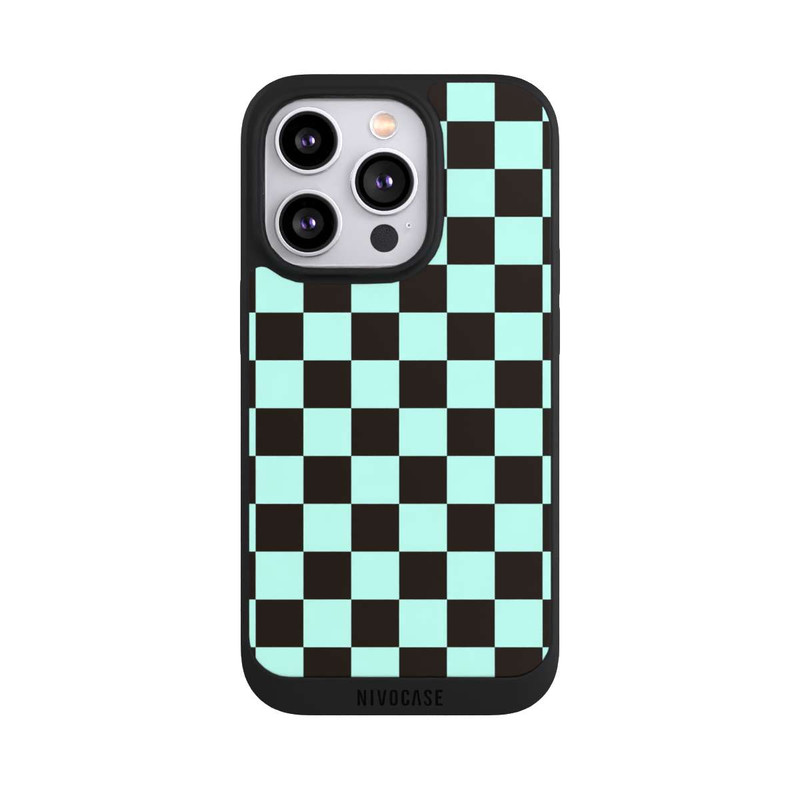 iPhone 14 Pro NIVOpure Checked Pattern Blue Brown
