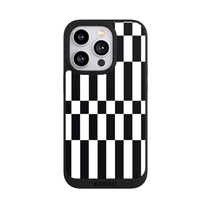 iPhone 14 Pro NIVOpure Checked Abstract Bold Black and White Color Block