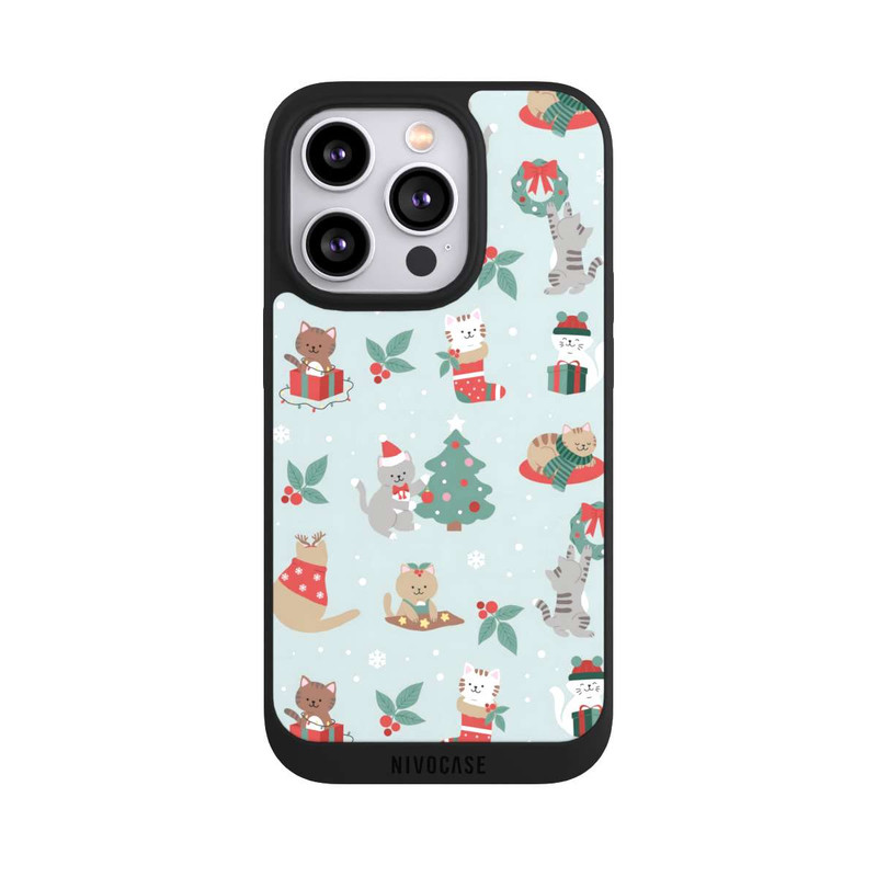 iPhone 14 Pro NIVOpure festliche Katzen im Winterwunderland
