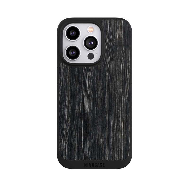 iPhone 14 Pro NIVOpure Texture du Bois Foncé
