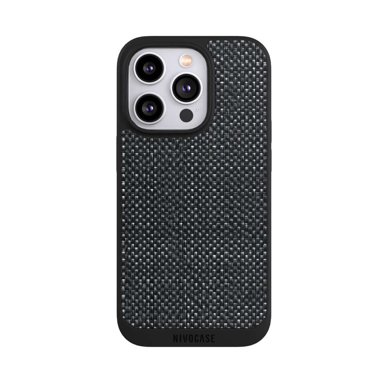 iPhone 14 Pro NIVOpure Tissu Noir Abstrait