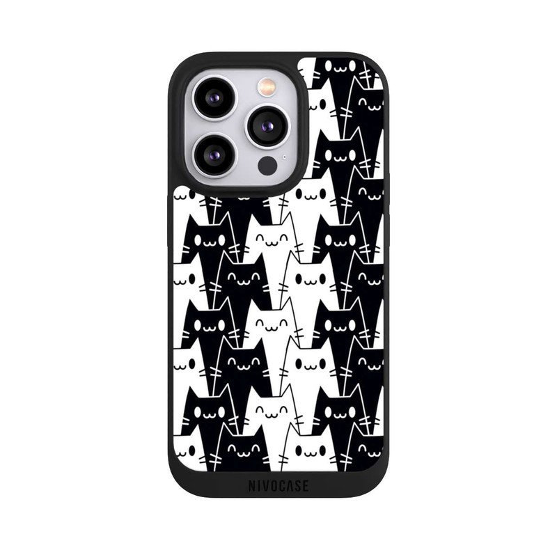 iPhone 14 Pro NIVOpure Katzentapete Schwarz Weiß