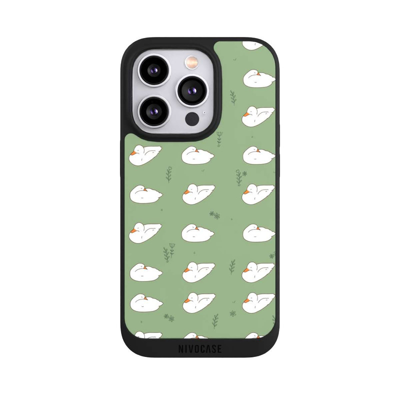iPhone 14 Pro NIVOpure Cartoon Duck Pattern Green