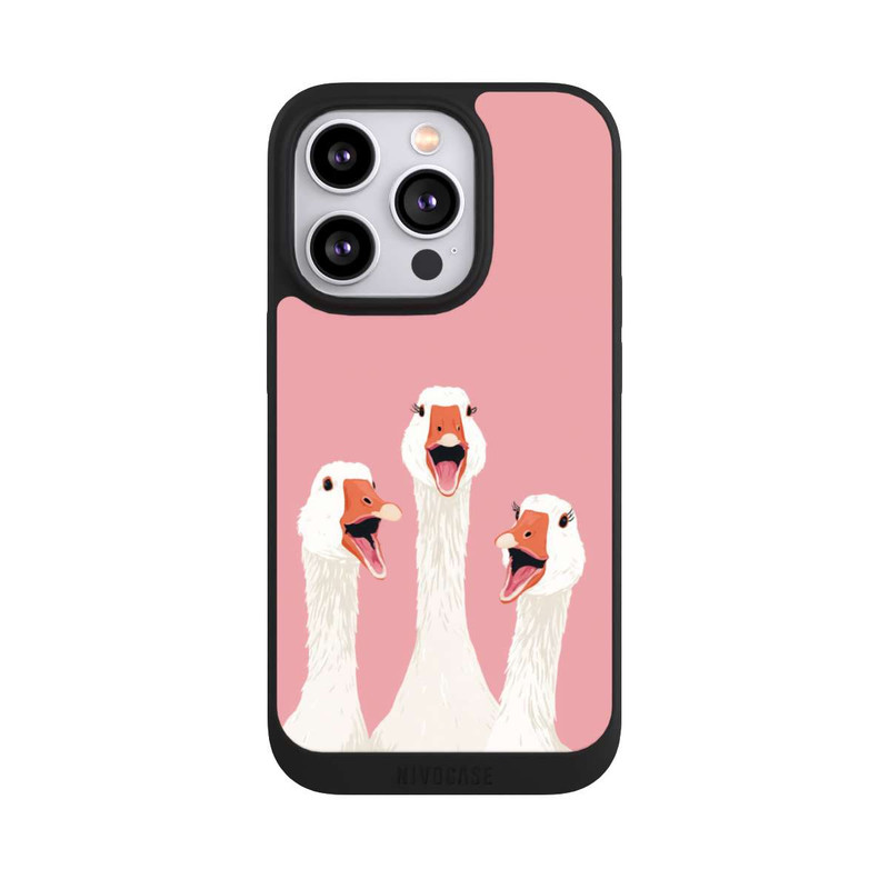 iPhone 14 Pro NIVOpure Drei Gänse Rosa mit KI