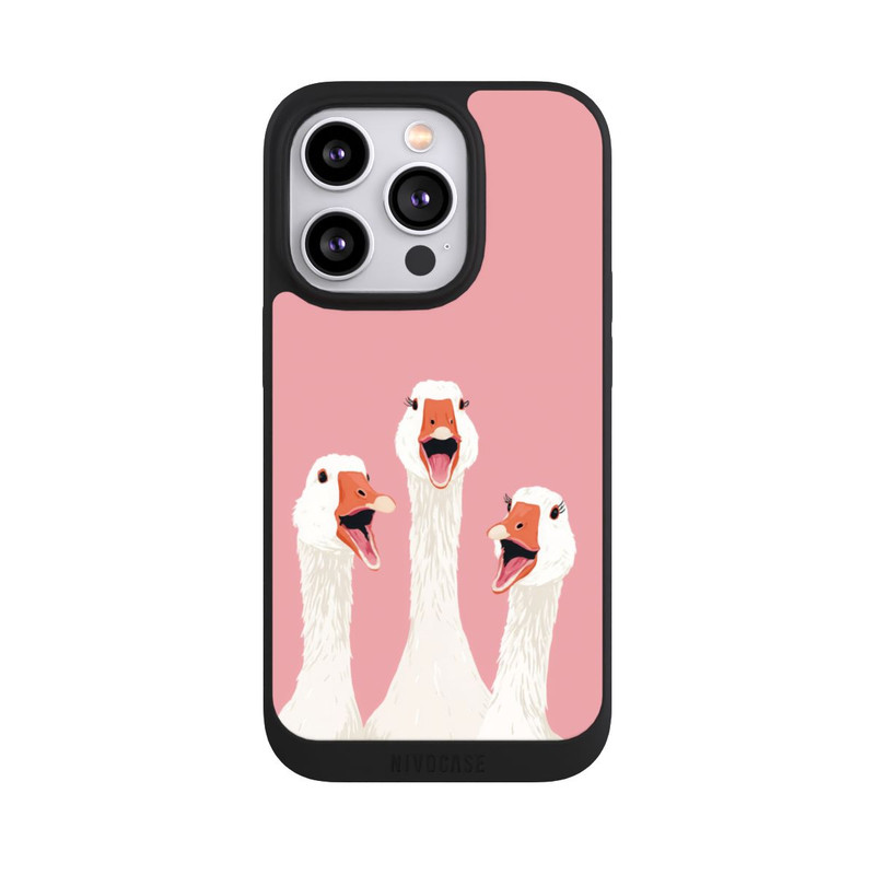 iPhone 14 Pro NIVOpure Drei Gänse Rosa mit KI