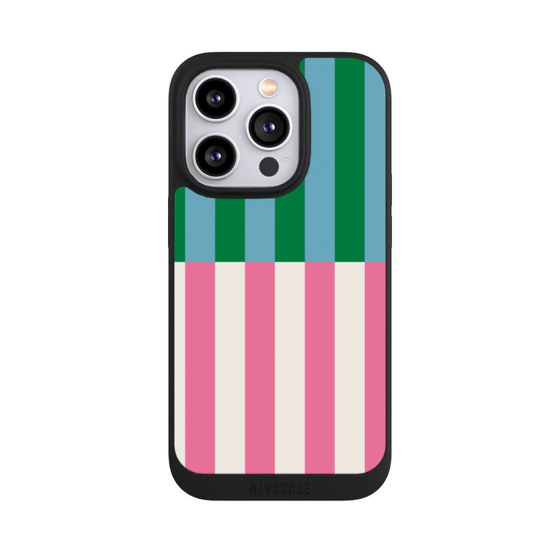 iPhone 14 Pro NIVOpure Motif Rayé Vert Rose
