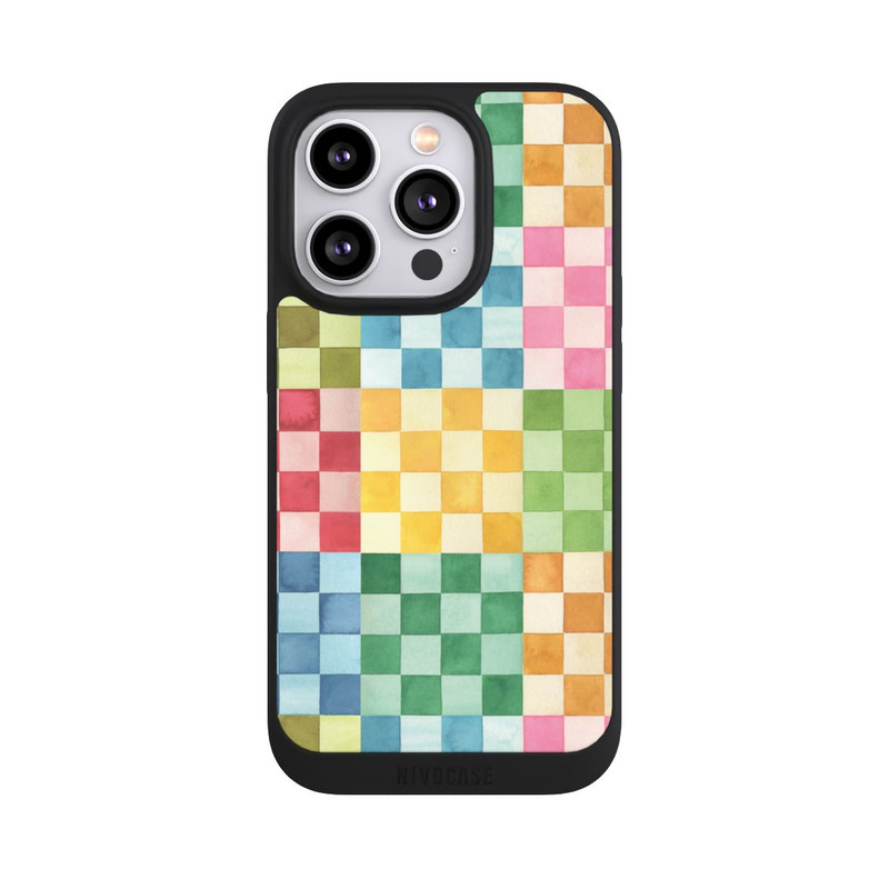 iPhone 14 Pro NIVOpure Checkerboard Watercolor Chess Geometric Red
