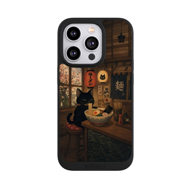 iPhone 14 Pro NIVOpure Ramen Bar with a Black Cat with AI