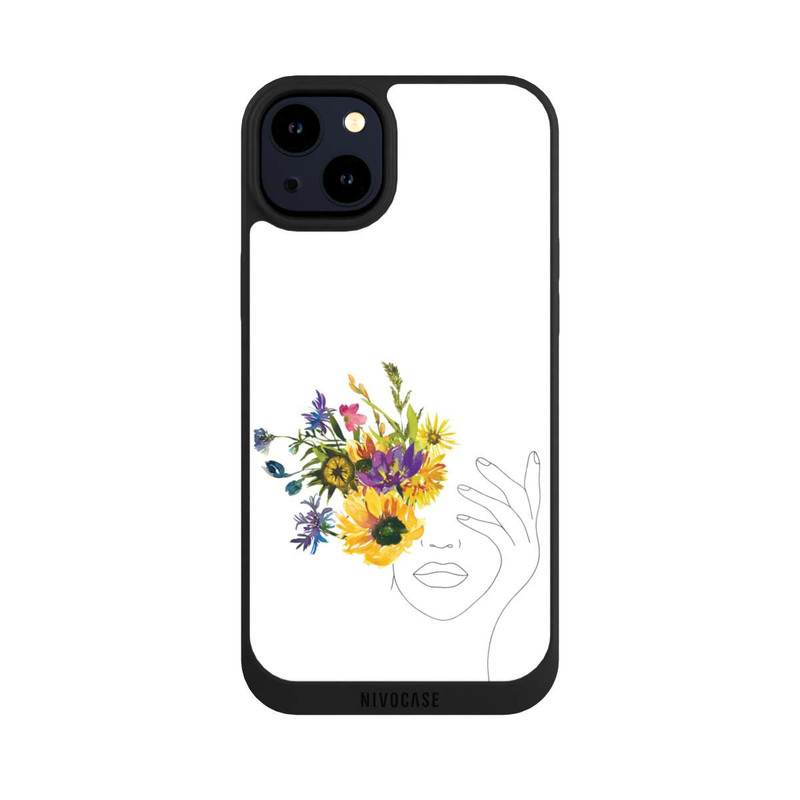 iPhone 14 Plus NIVOpure Line Art Frau Sonnenblumen