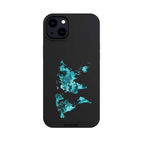 Apple iPhone 14 Plus NIVOpure World Map Teal Transparent