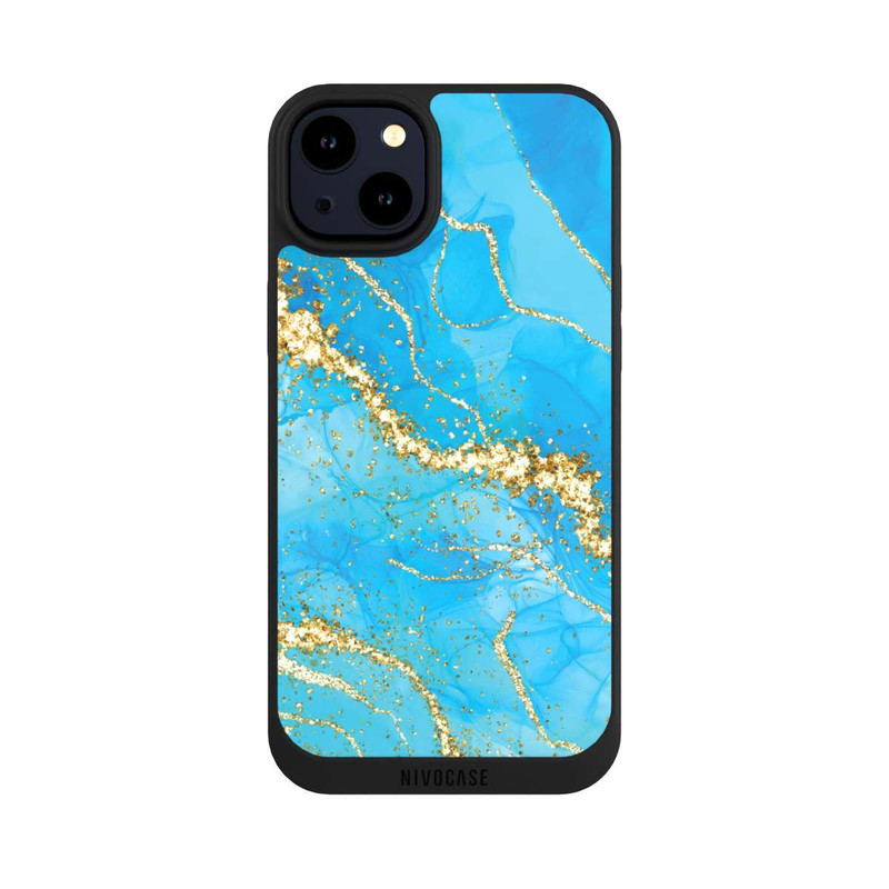 iPhone 14 Plus NIVOpure Turquoise Gold Wallpaper