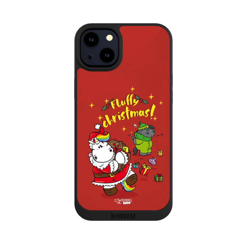 iPhone 14 Plus NIVOpure Pummeleinhorn Fluffy Christmas Rot