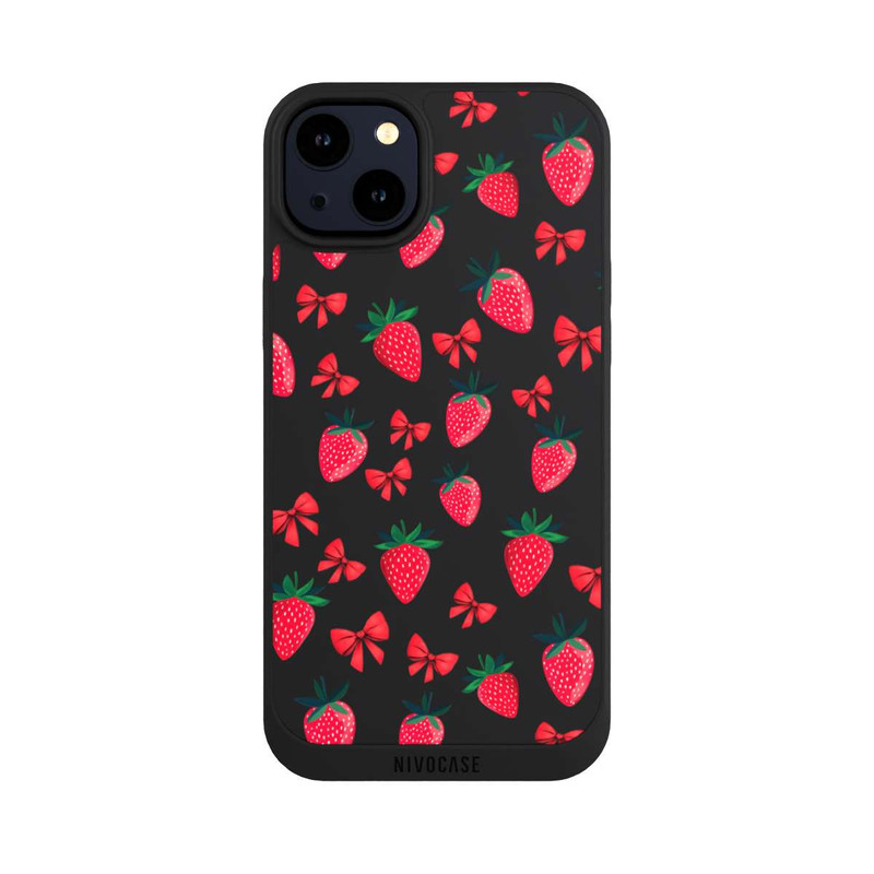 iPhone 14 Plus NIVOpure Strawberry Heart Ribbon Pattern Transparent