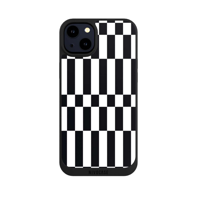 iPhone 14 Plus NIVOpure Checked Abstract Bold Black and White Color Block