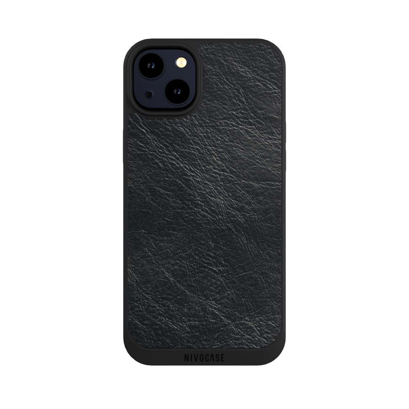 iPhone 14 Plus NIVOpure Fond Aspect Cuir Noir