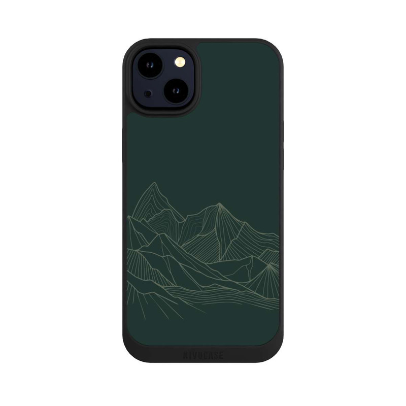iPhone 14 Plus NIVOpure Berg Line Art Grün