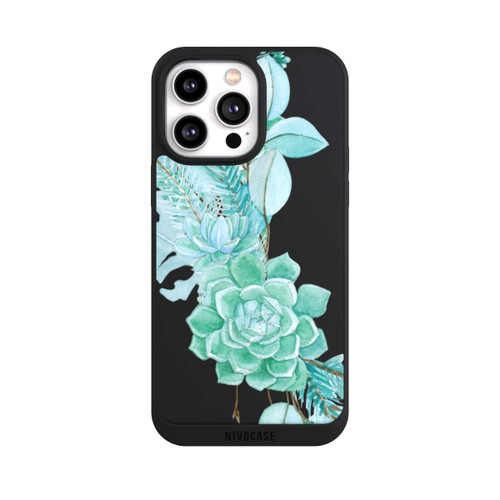 Apple iPhone 14 Pro Max NIVOpure Sukkulenten Blumen Mintgrün Transparent