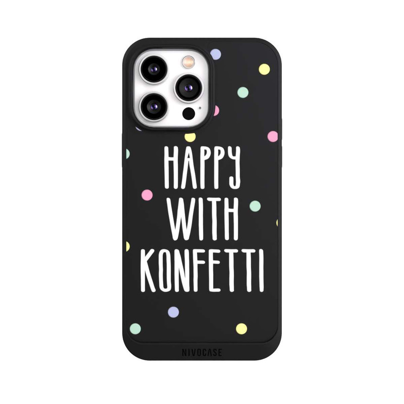 iPhone 14 Pro Max NIVOpure Happy with Konfetti White ohne Hintergrund