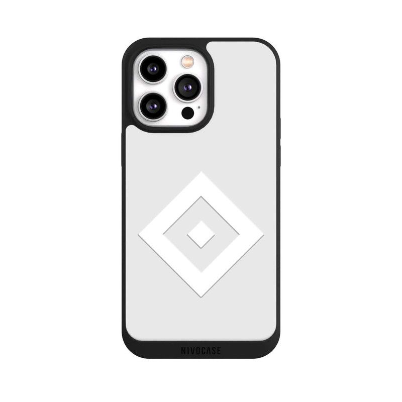 iPhone 14 Pro Max NIVOpure Logo en forme de losange sur fond gris HSV