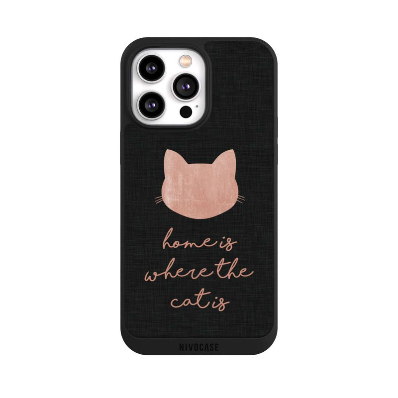 iPhone 14 Pro Max NIVOpure Home Is Where The Cat Is - Pink on Black 