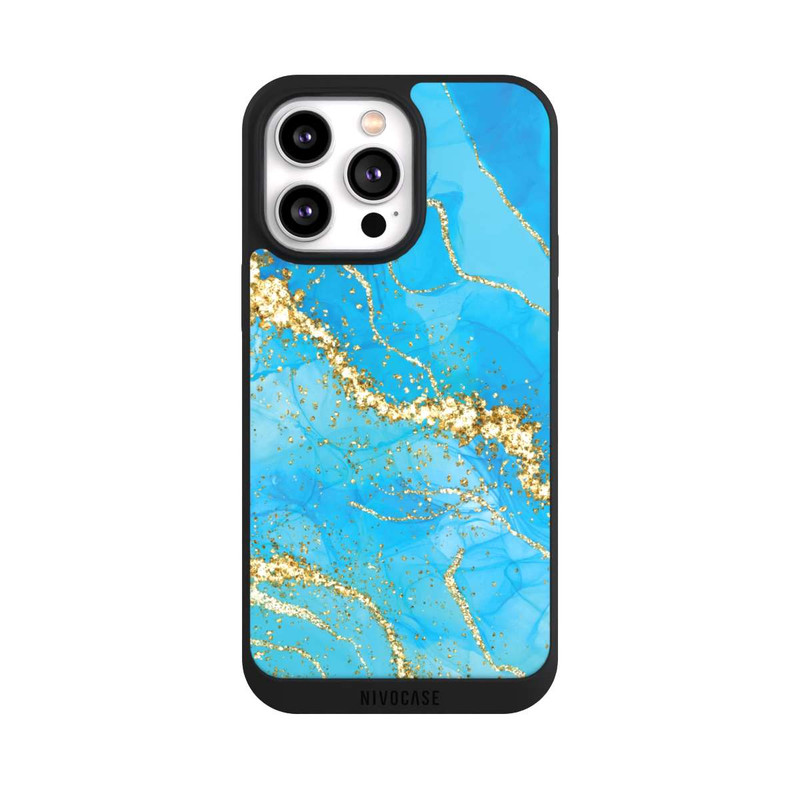 iPhone 14 Pro Max NIVOpure Türkis-goldene Tapete
