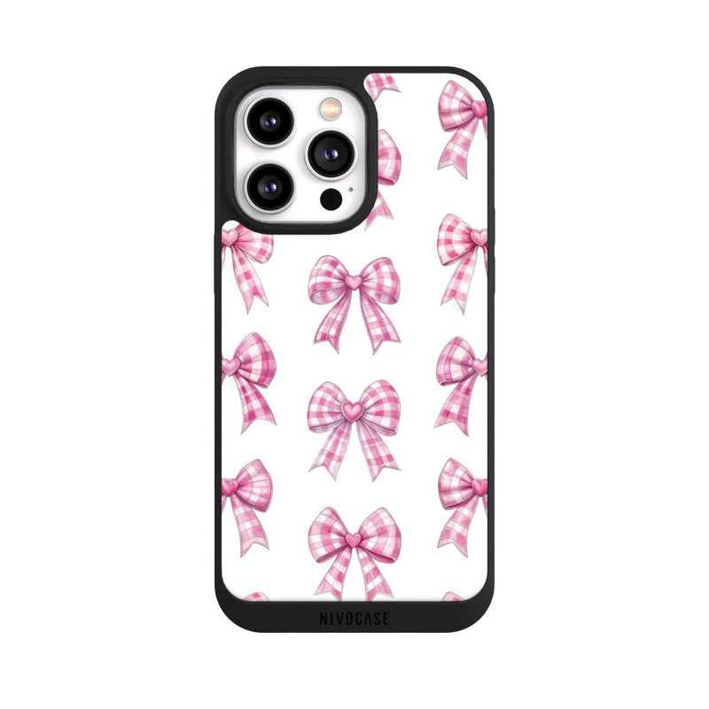 iPhone 14 Pro Max NIVOpure Pink Gingham Hearts and Bows