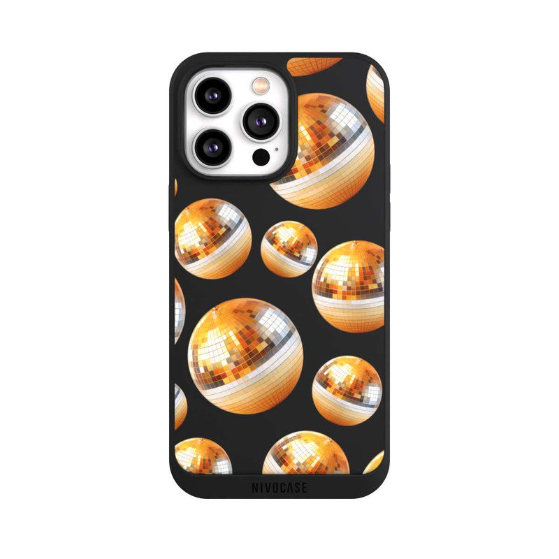 iPhone 14 Pro Max NIVOpure Disco Ball Party Gold Orange Transparent with AI