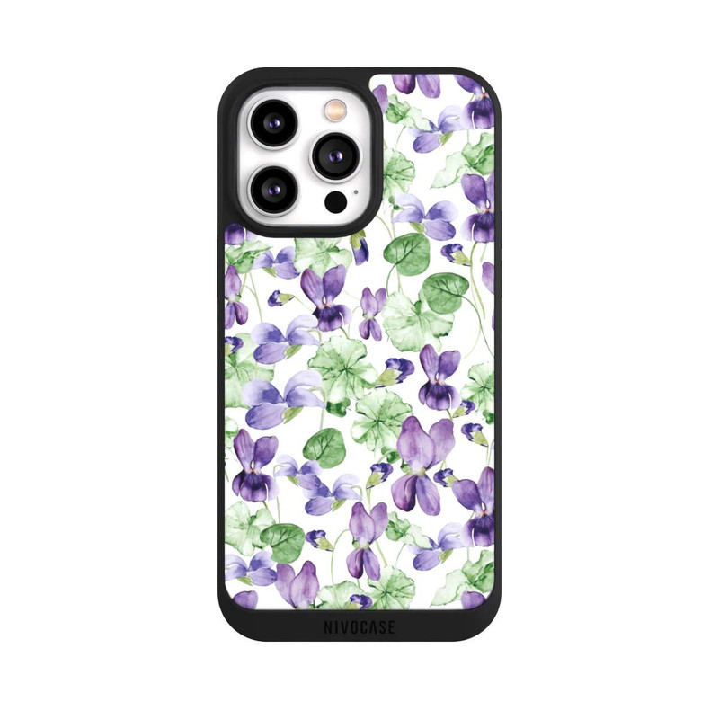 iPhone 14 Pro Max NIVOpure Purple Wildflowers Pattern Watercolor