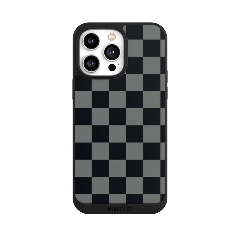 iPhone 14 Pro Max NIVOpure Checked Pattern Black Grey