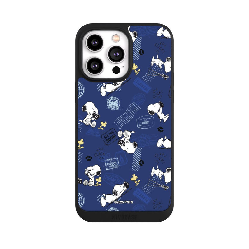 iPhone 14 Pro Max NIVOpure Peanuts Travel Stamps Pattern Blue
