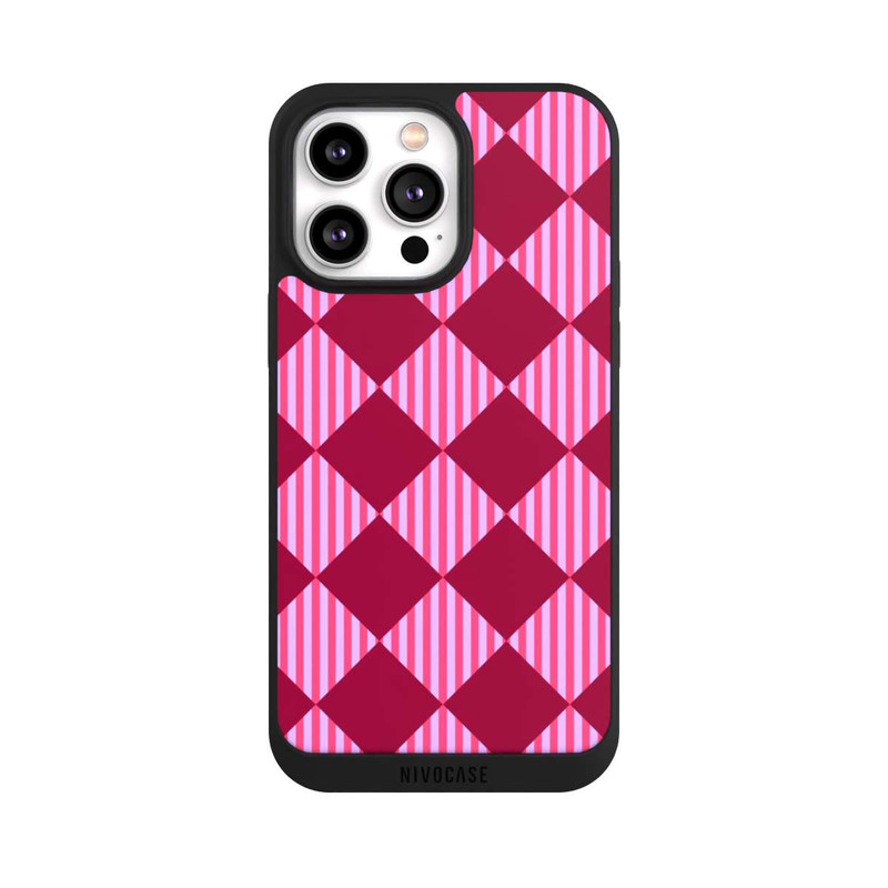 iPhone 14 Pro Max NIVOpure Rauten Muster Rot Rosa