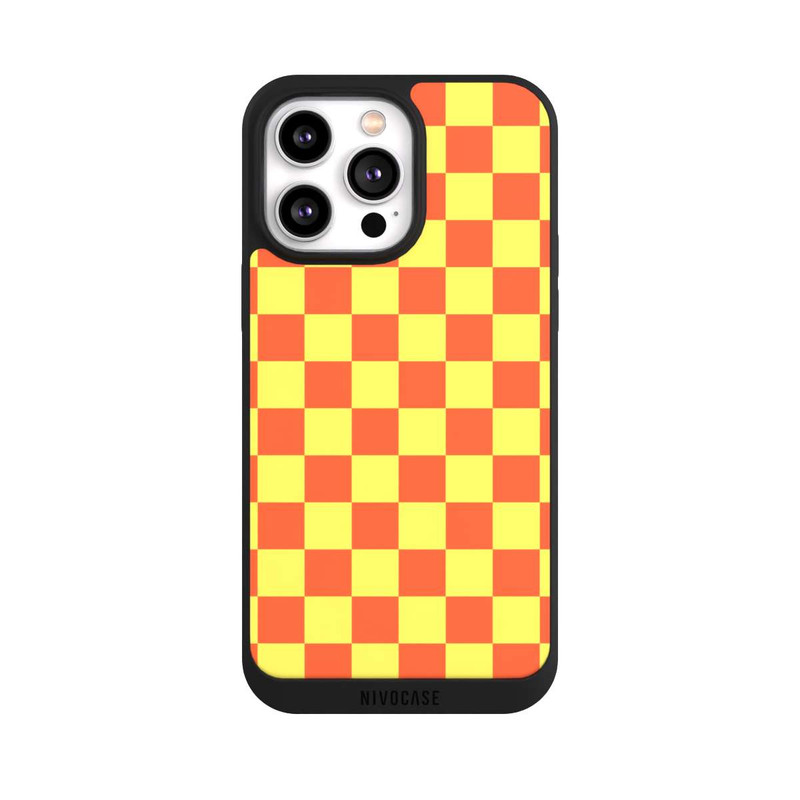 iPhone 14 Pro Max NIVOpure Checked Pattern Yellow Orange