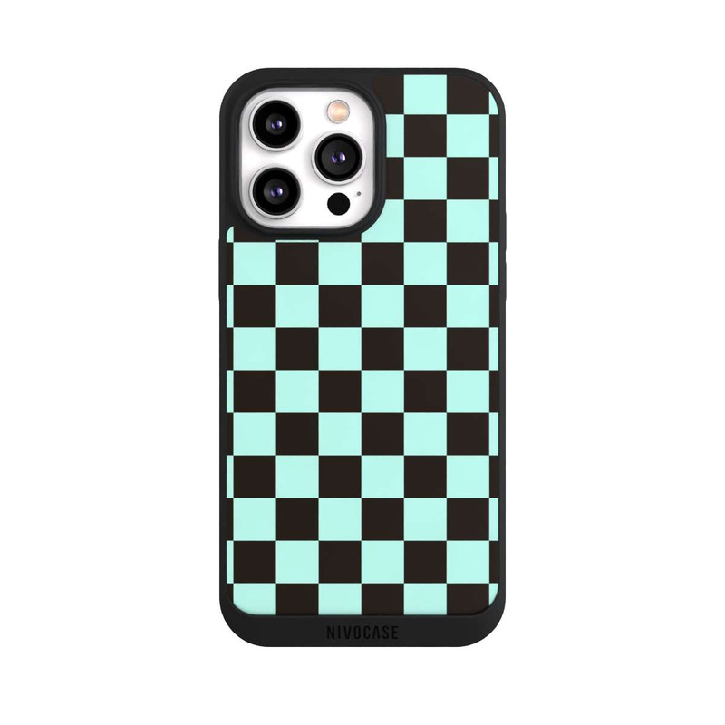 iPhone 14 Pro Max NIVOpure Checked Pattern Blue Brown