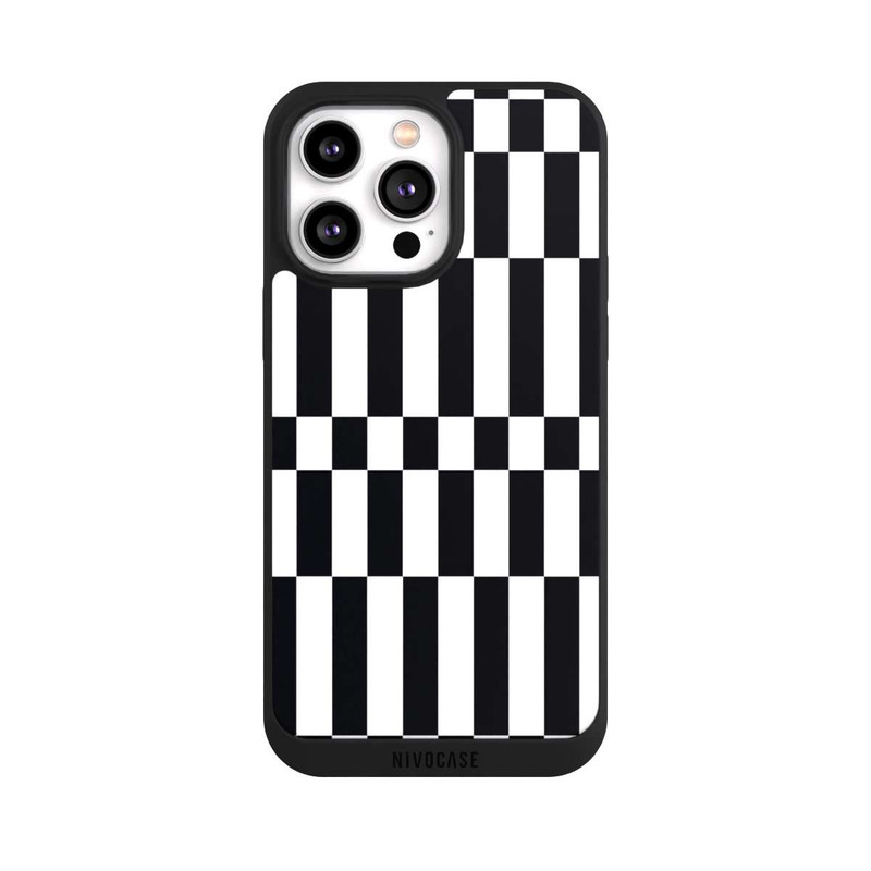iPhone 14 Pro Max NIVOpure Checked Abstract Bold Black and White Color Block
