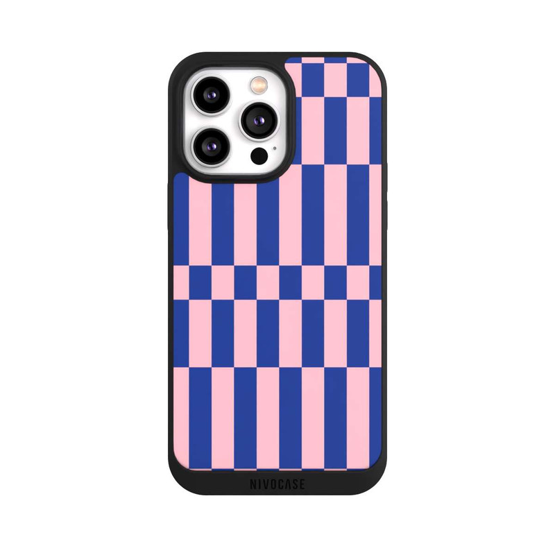 iPhone 14 Pro Max NIVOpure Checked Abstract Bold Electric Blue and Pink Color Block
