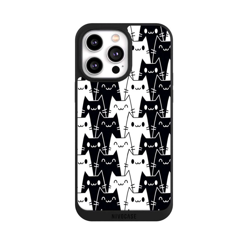 iPhone 14 Pro Max NIVOpure Katzentapete Schwarz Weiß