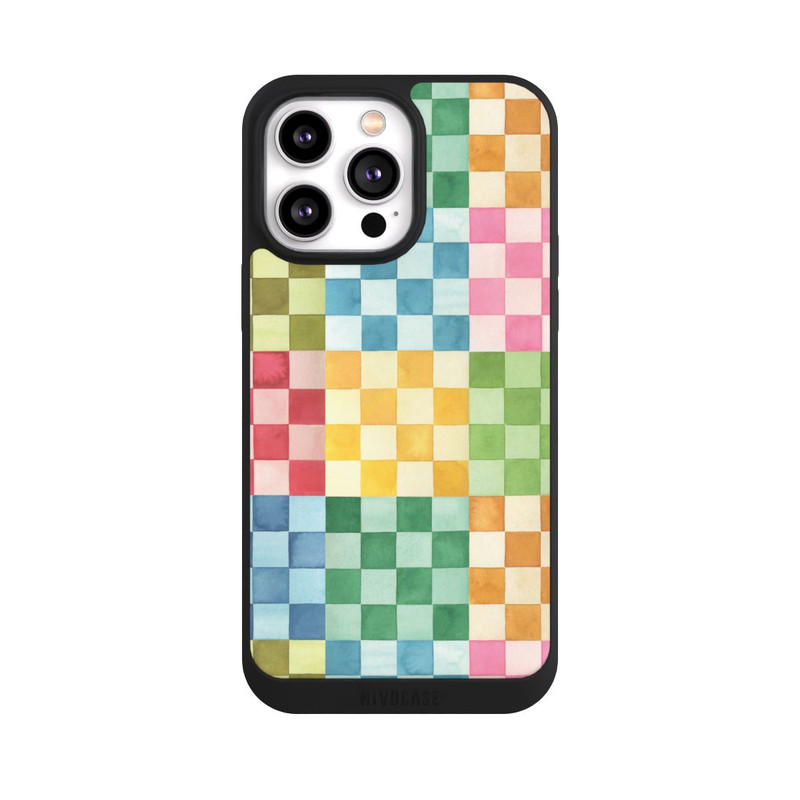 iPhone 14 Pro Max NIVOpure Checkerboard Watercolor Chess Geometric Red