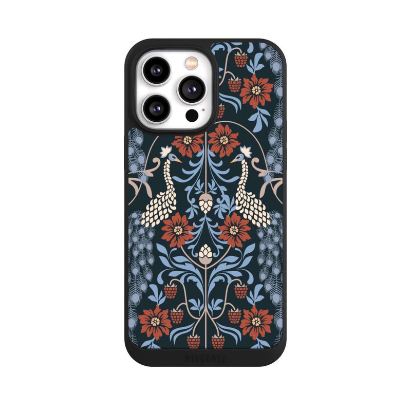 iPhone 14 Pro Max NIVOpure Vintage Peacock Garden Arts and Crafts Floral Dark