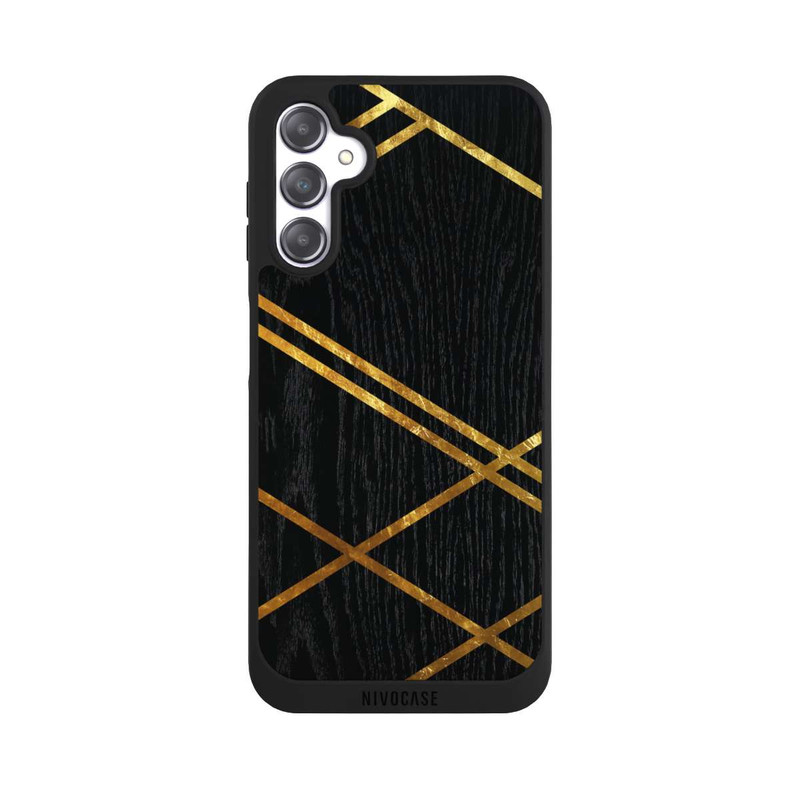 Galaxy A14 5G NIVOpure Black Geometric Pattern Golden Stripes