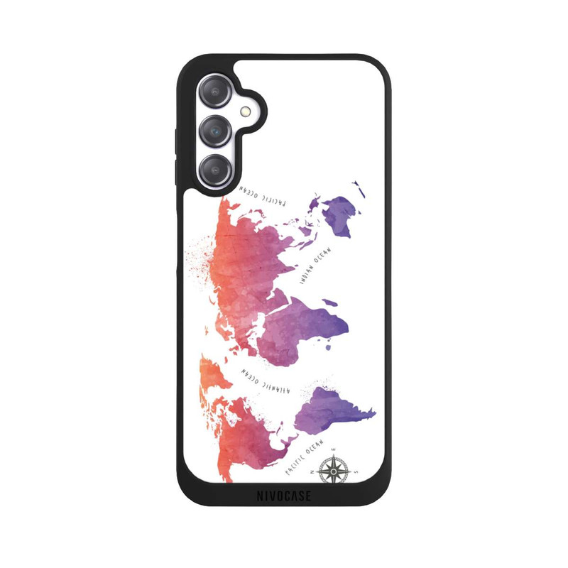 Galaxy A14 5G NIVOpure Aquarell Weltkarte weiß