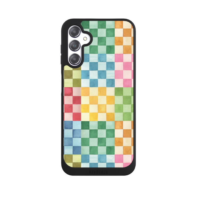 Galaxy A14 5G NIVOpure Checkerboard Watercolor Chess Geometric Red