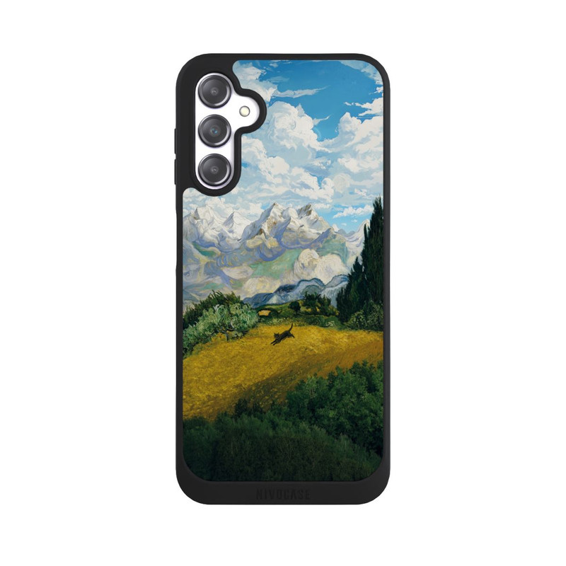 Galaxy A14 5G NIVOpure Weizenfeld mit Zypressen von van Gogh mit Katze mit KI
