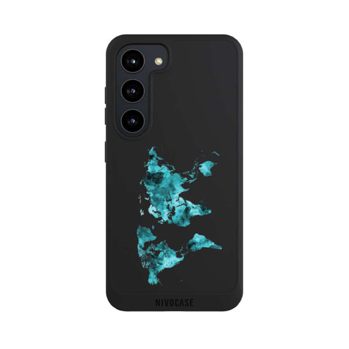 Samsung Galaxy S23 NIVOpure Carte du monde Teal Transparent